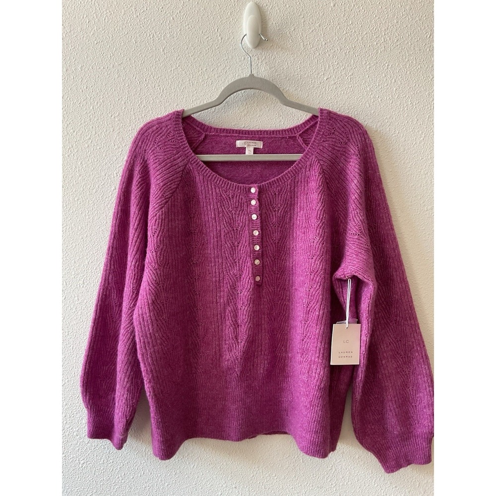 Lauren Conrad Women's Fuchsia Purple Knit Sweater, Size X-Large New NWT